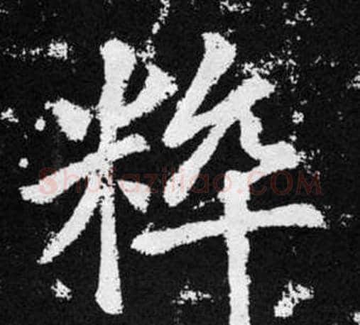 粹字王铎毛笔楷书书法写法,摘自张留孙碑