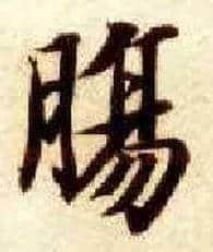 肠毛笔楷书写法,摘自隋智永真草千字文