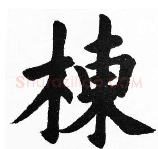 棟字胡问遂毛笔楷书写法,摘自胡问遂毛笔楷书作品