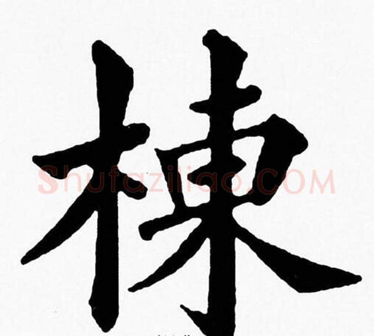 棟字黄自元毛笔楷书书法写法,摘自黄自元毛笔楷书书法作品