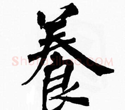 養字周慧珺毛笔楷书书法写法,摘自周慧珺毛笔楷书书法作品
