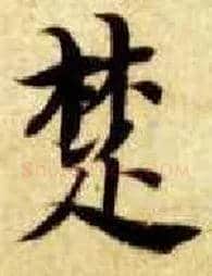 楚毛笔楷书写法,摘自隋智永真草千字文