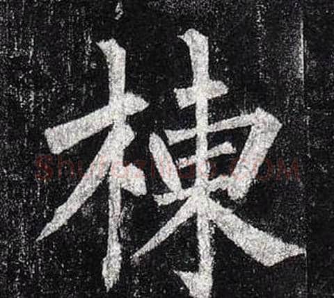 棟字柳公权毛笔楷书书法写法,摘自玄秘塔碑