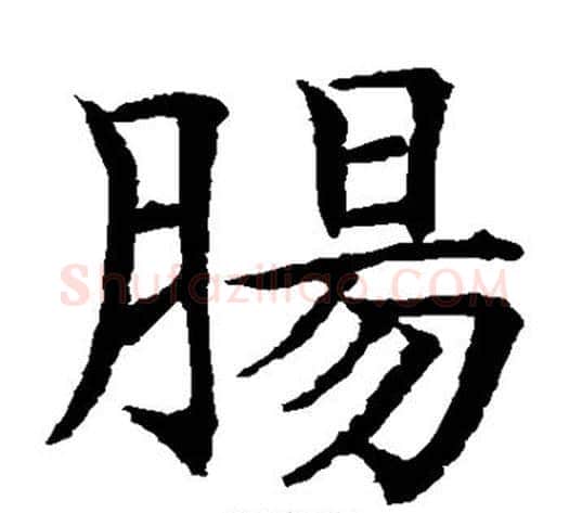 肠字水岛修三毛笔楷书书法写法,摘自水岛修三毛笔楷书书法作品