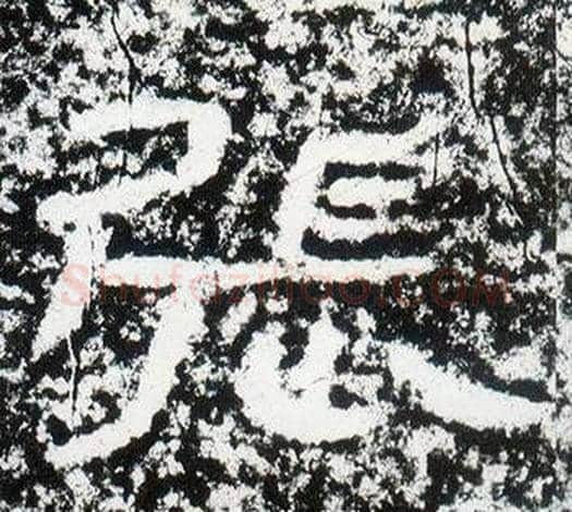 張字仇靖毛笔隶书书法写法,摘自西狭颂