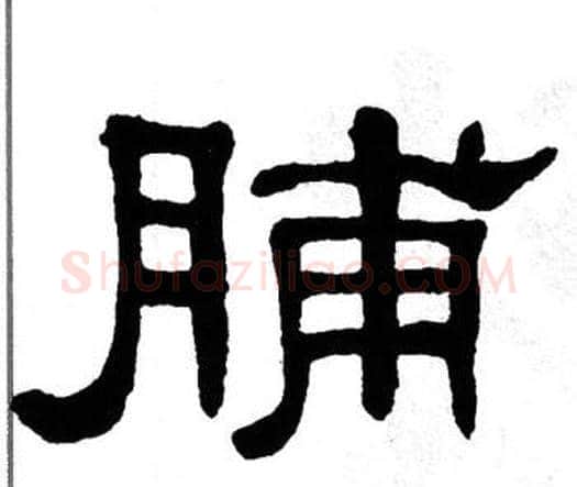 脯字单晓天毛笔隶书书法写法,摘自单晓天毛笔隶书书法作品