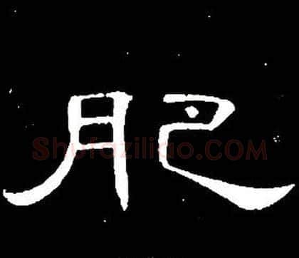 肥字席夔毛笔隶书书法写法,摘自千字文