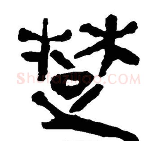 楚字轪侯利苍的儿子‌‌毛笔隶书写法,摘自轪侯利苍的儿子‌‌毛笔隶书作品