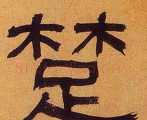 楚字何绍基毛笔隶书书法写法,摘自临汉碑