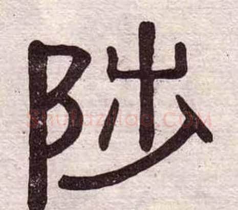 陟字黄葆戉毛笔隶书书法写法,摘自千字文