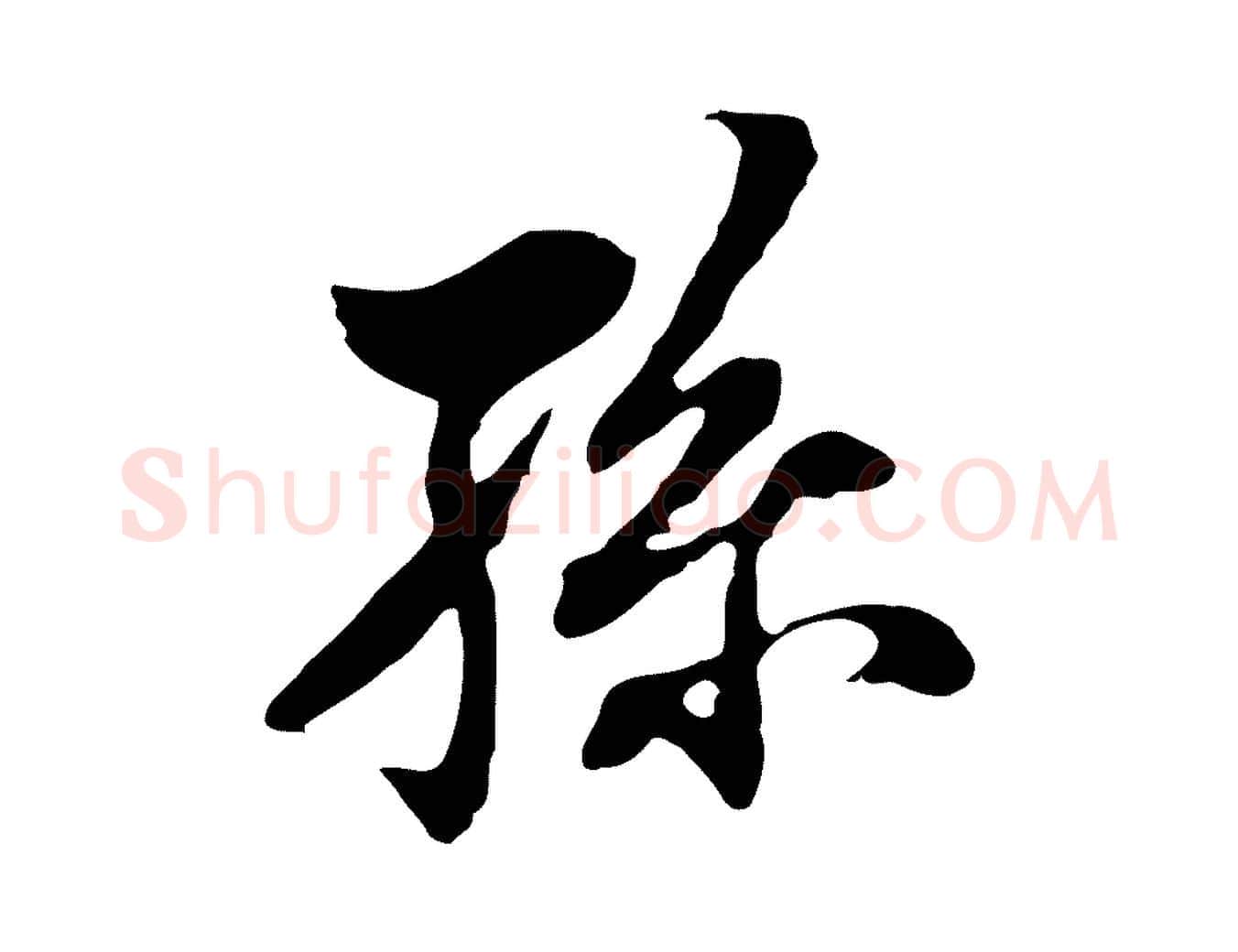 孫毛笔行书写法,摘自明代董其昌洛神赋十三行补