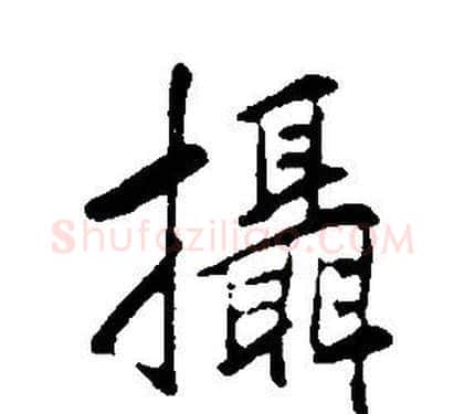攝字康熙毛笔行书书法写法,摘自千字文