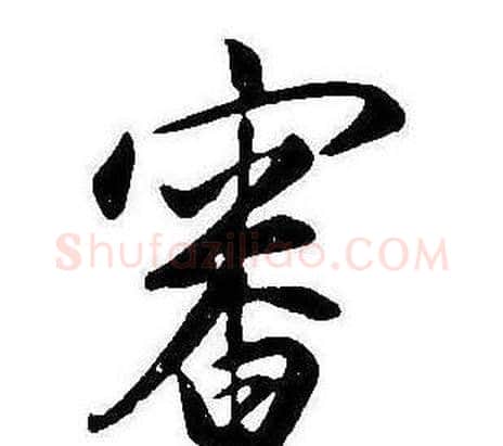 審字康熙毛笔行书书法写法,摘自千字文