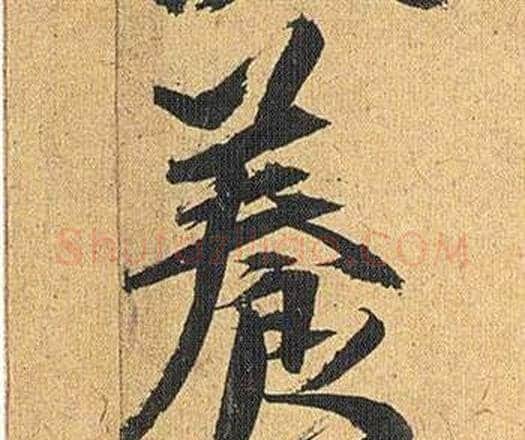 養字祝枝山毛笔行书书法写法,摘自归田赋