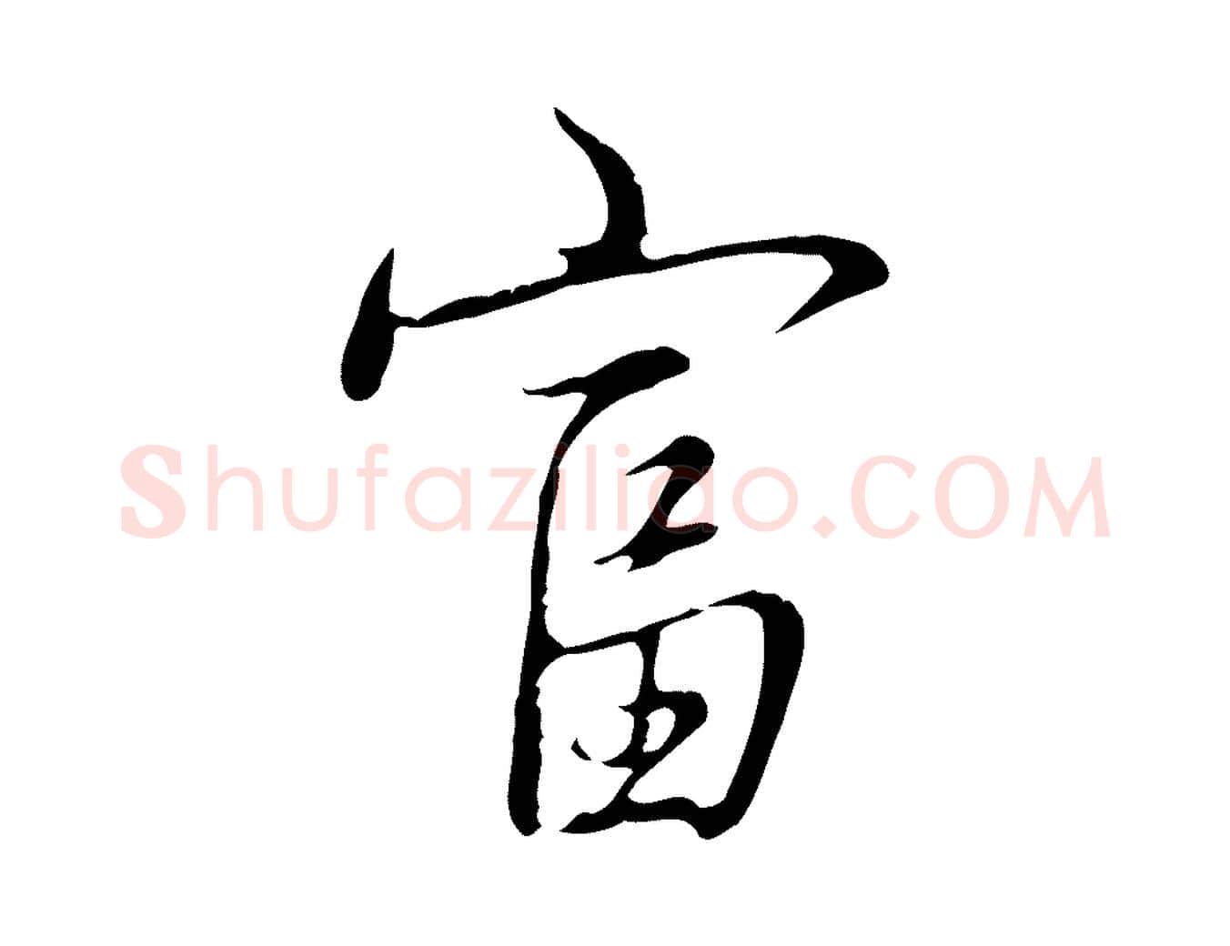 富毛笔行书写法,摘自清代高宗三希堂法帖