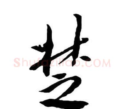 楚字朱耷毛笔行书书法写法,摘自千字文