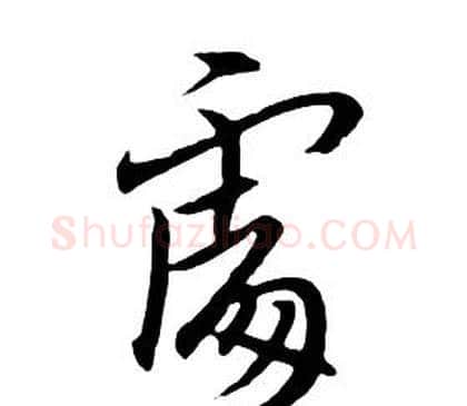 處字朱耷毛笔行书书法写法,摘自千字文