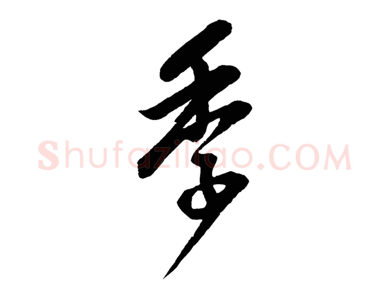 季毛笔行书写法,摘自明代董其昌跋付颖沙弥帖