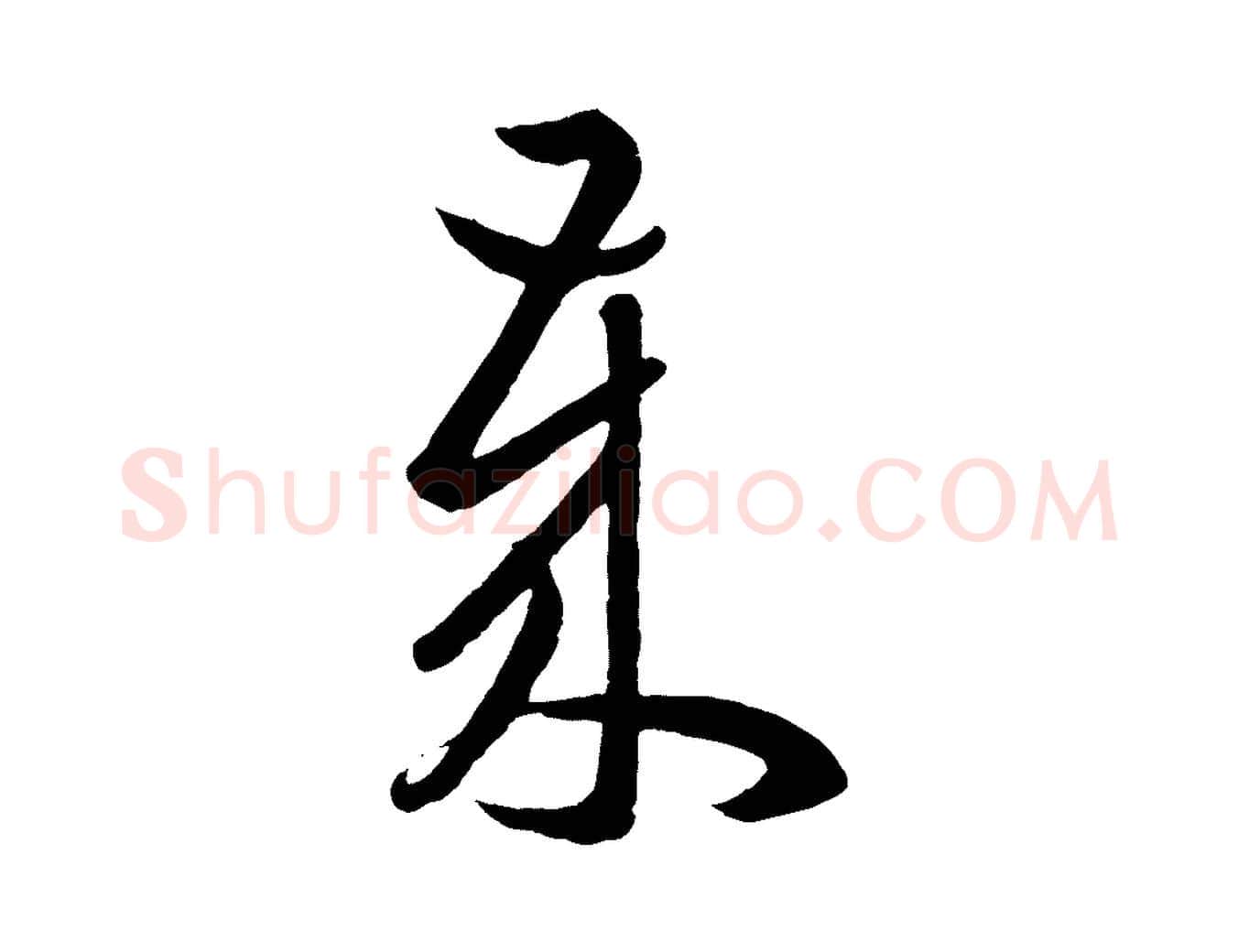 歲毛笔行楷写法,摘自元代赵孟頫临右军帖