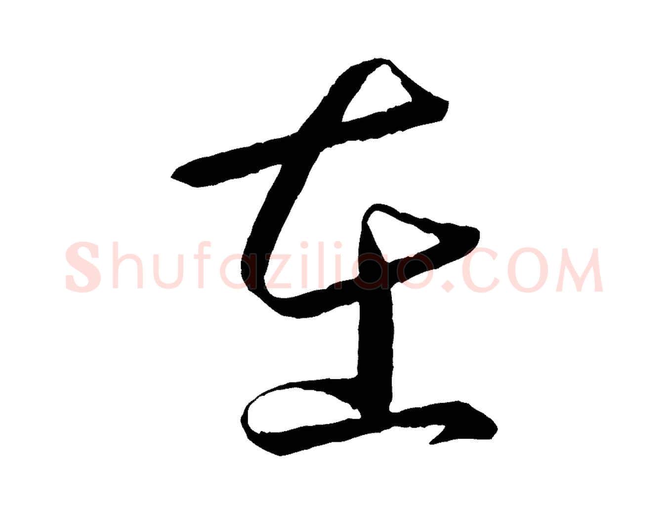 在毛笔行书写法,摘自东晋王羲之游目帖