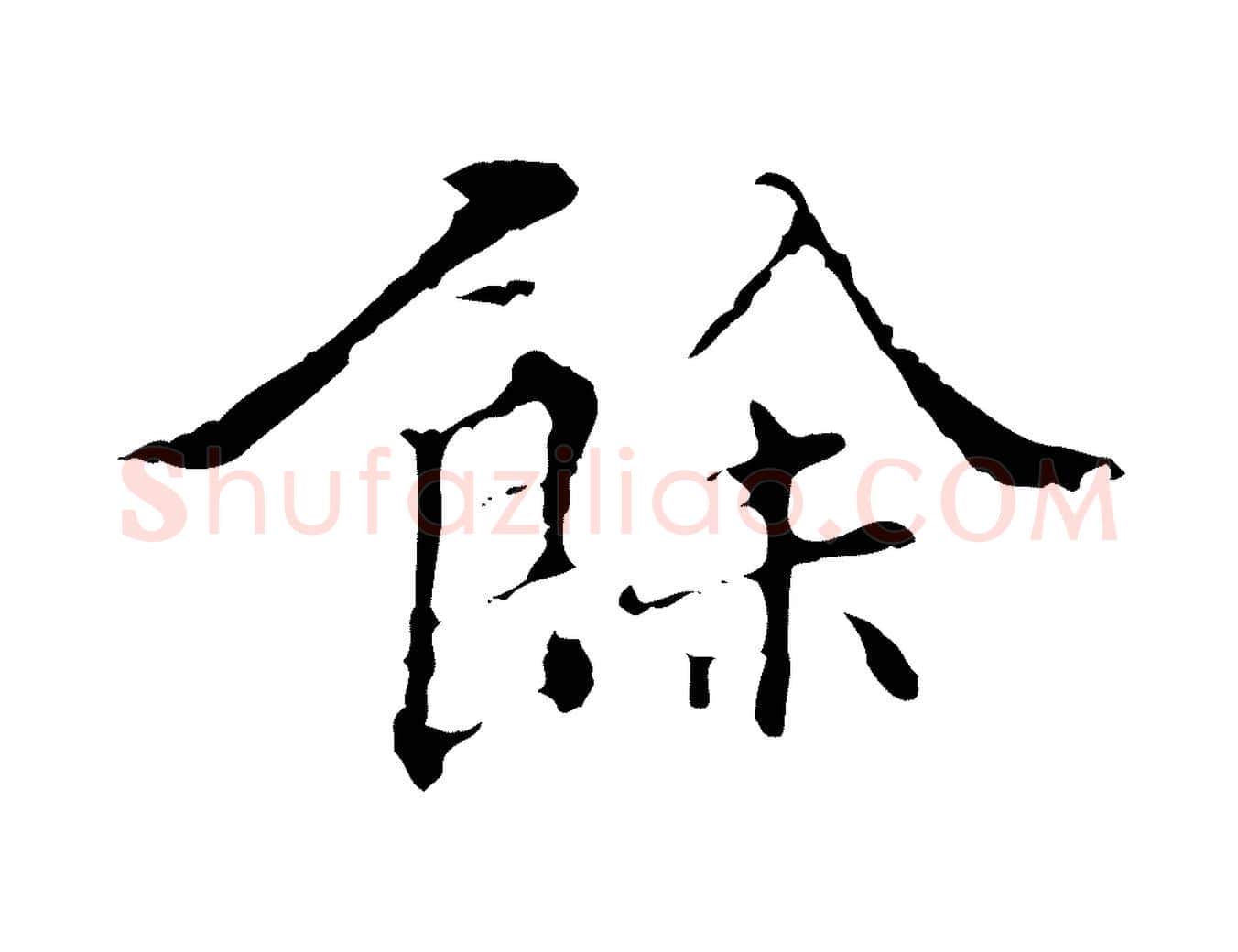 餘毛笔行楷写法,摘自明代王稚登跋快雪时晴帖