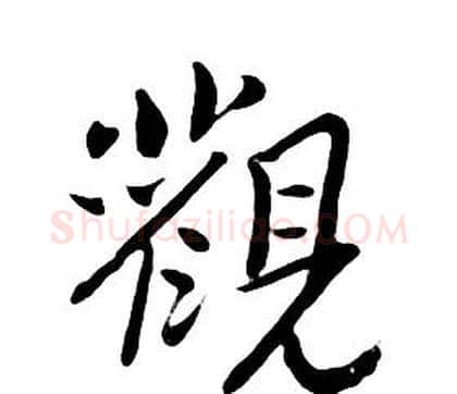 觀字朱耷毛笔行书书法写法,摘自千字文