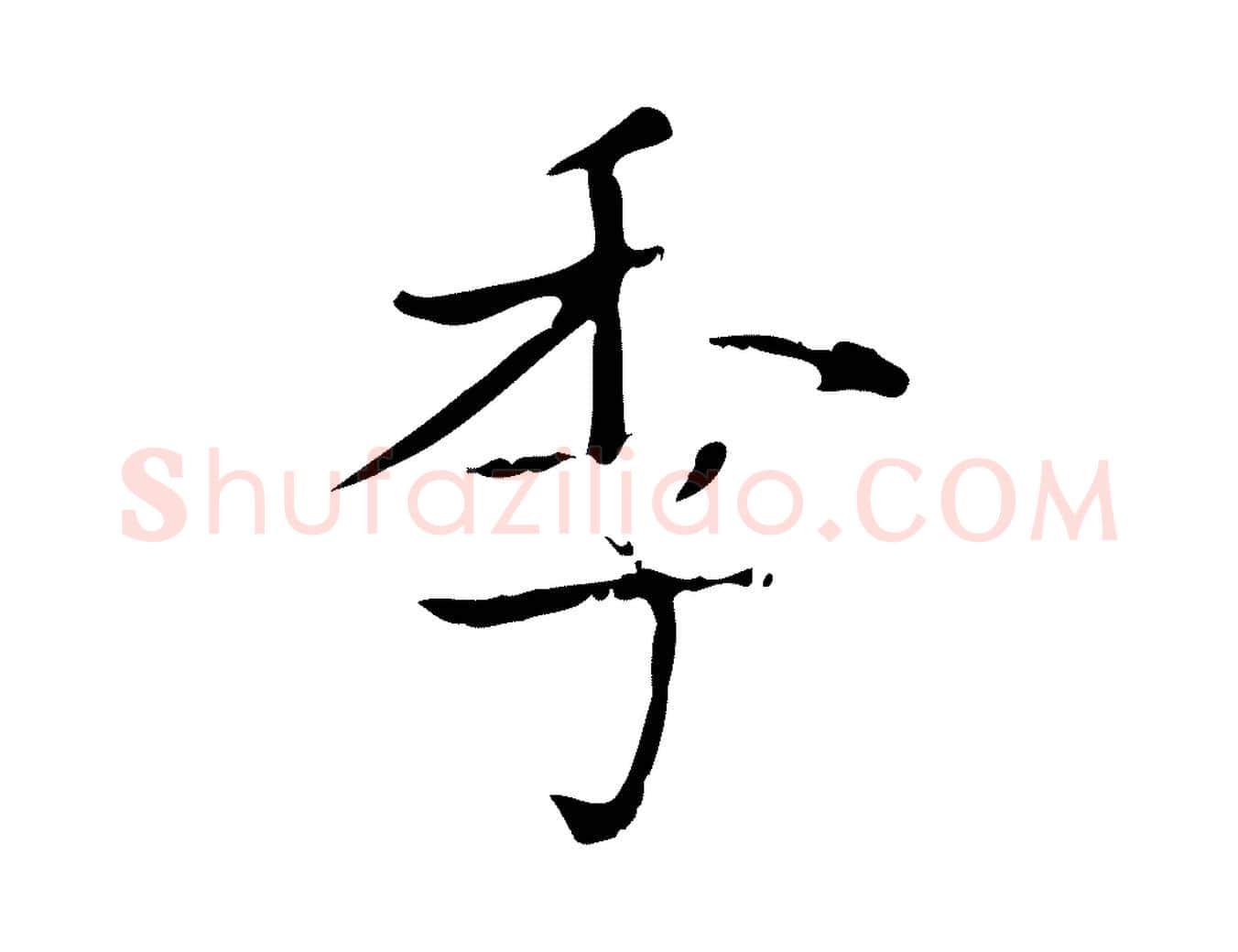 季毛笔行楷写法,摘自明代陆行直跋荐季直表