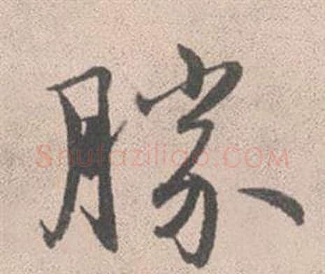 胜字赵孟頫毛笔行书写法,摘自灵隐大川济禅师塔铭