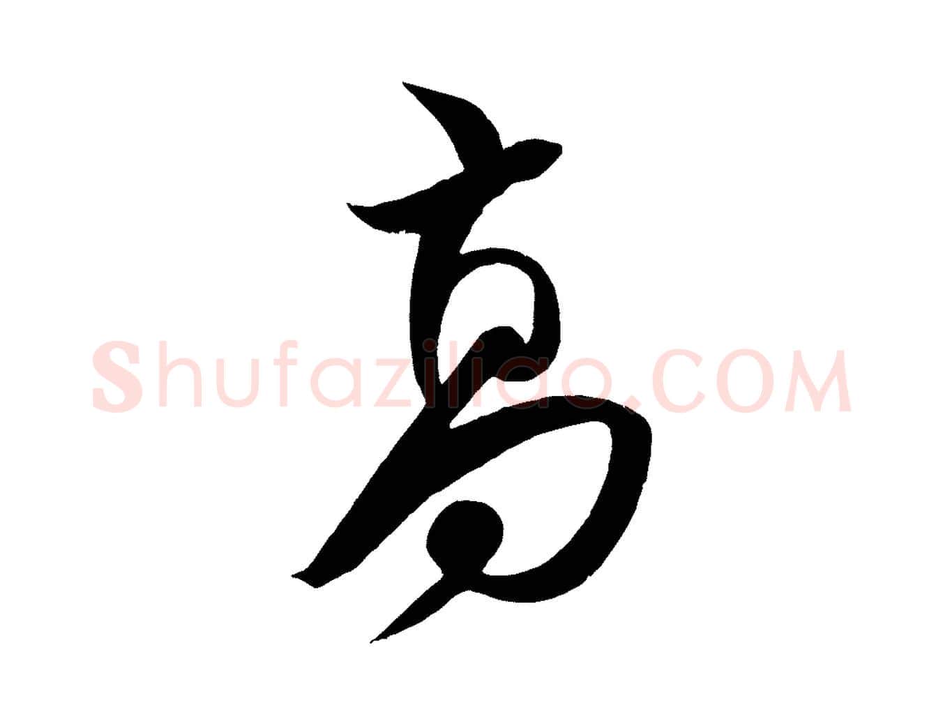 高毛笔行书写法,摘自宋代米芾天马赋