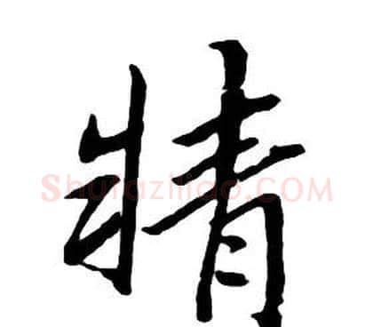 精字朱耷毛笔行书书法写法,摘自千字文