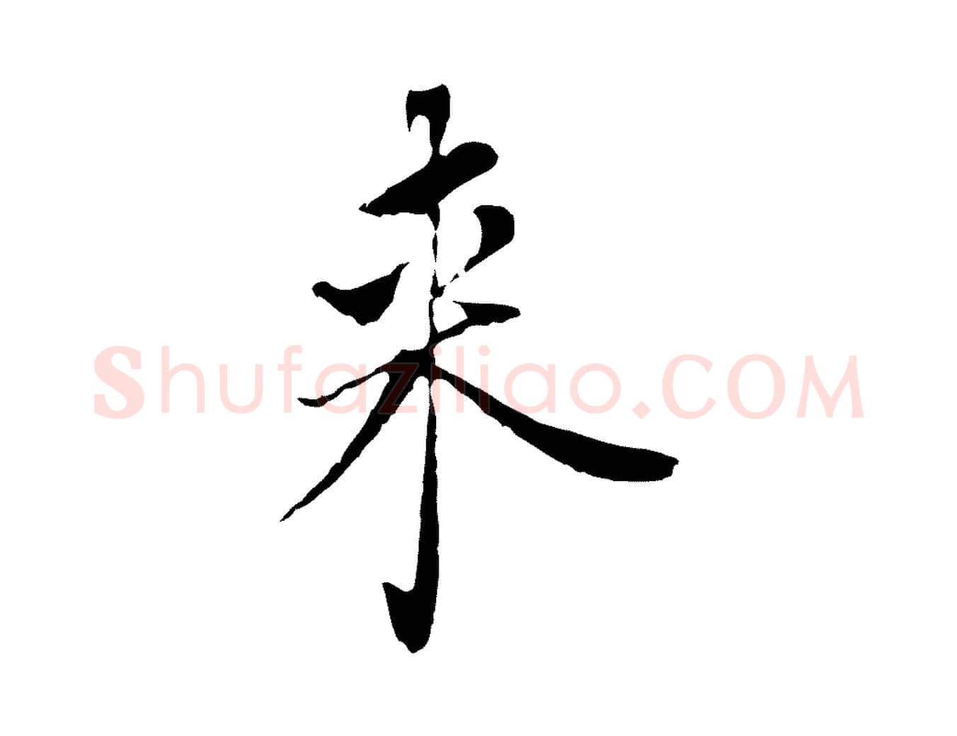 來毛笔行书写法,摘自明代董其昌跋孝经
