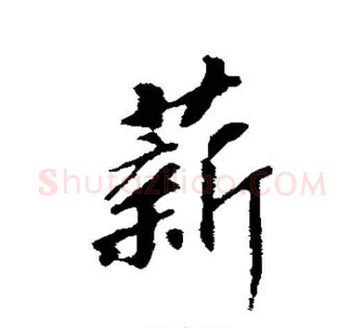 薪字赵构毛笔行书书法写法,摘自赵构毛笔行书书法作品