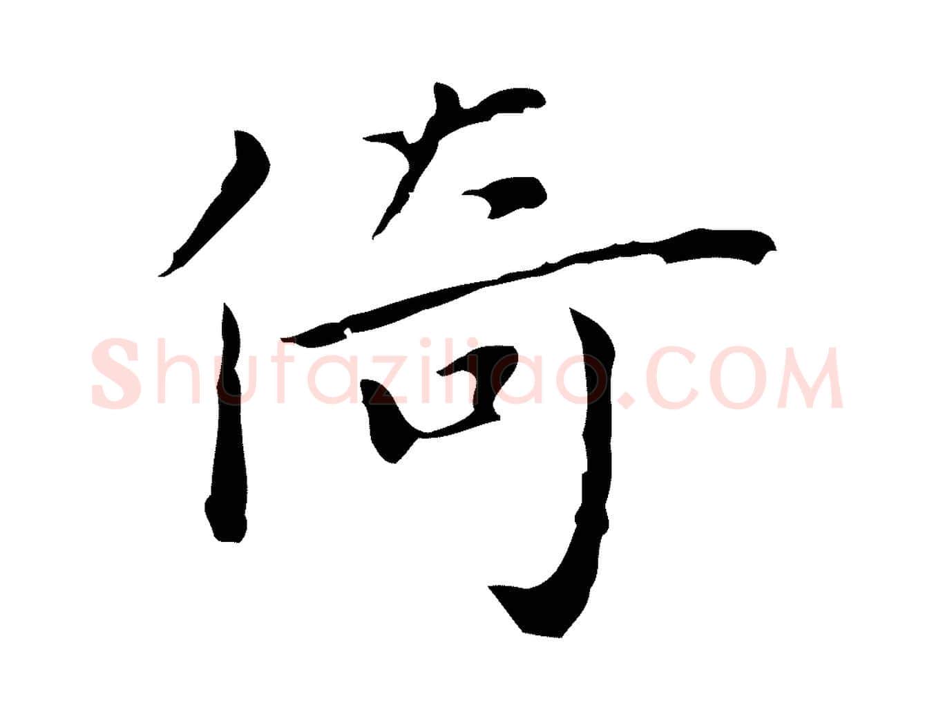 倚毛笔行楷写法,摘自明代祝允明前赤壁赋
