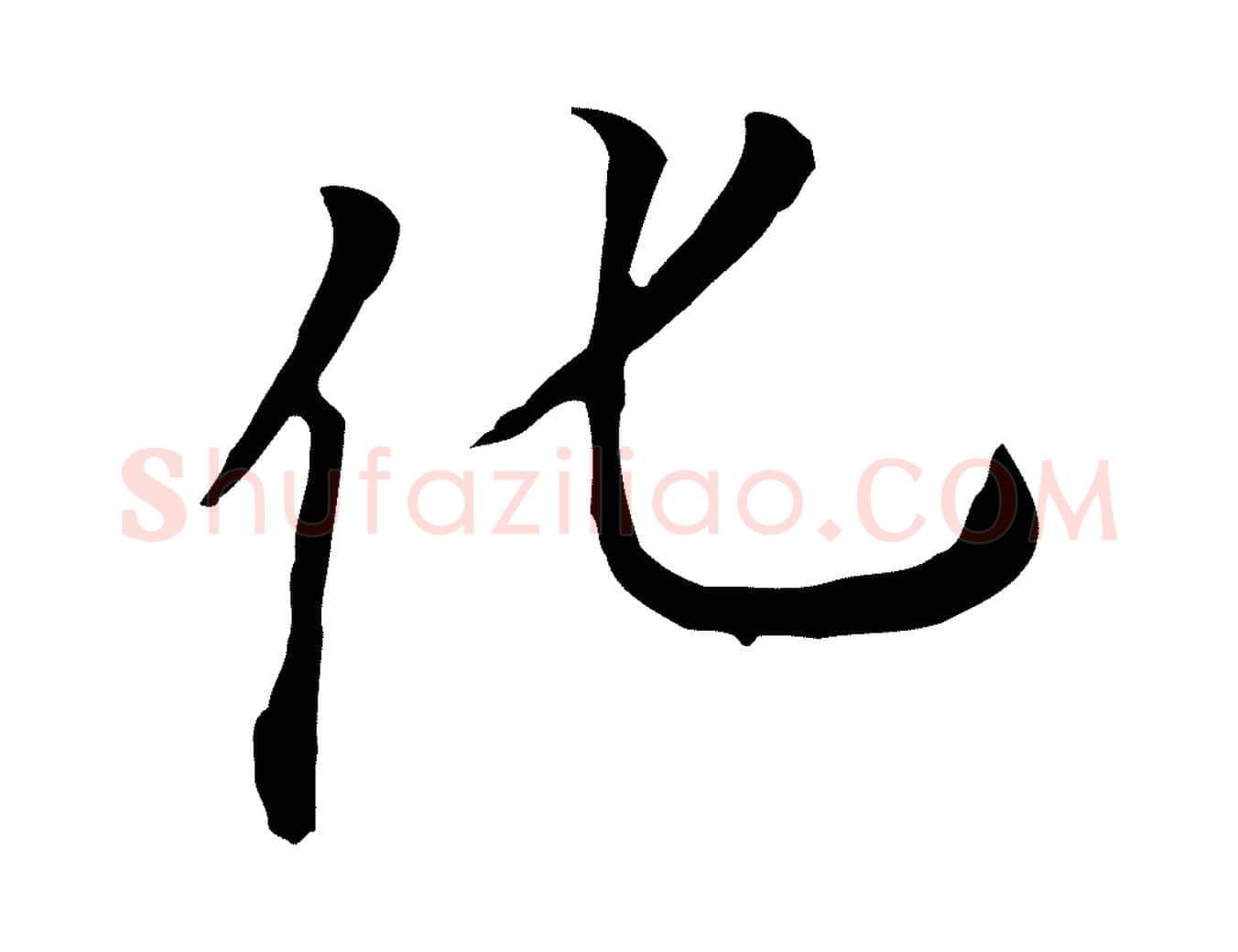 化毛笔行书写法,摘自明代董其昌跋孝经