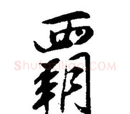 霸字康熙毛笔行书书法写法,摘自千字文