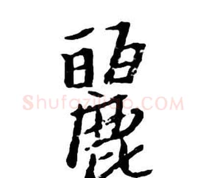 麗字朱耷毛笔行书书法写法,摘自千字文
