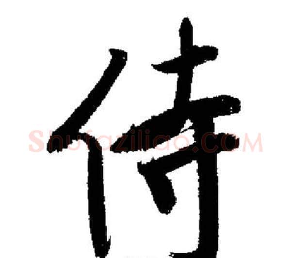 侍字启功毛笔行书书法写法,摘自启功毛笔行书书法作品