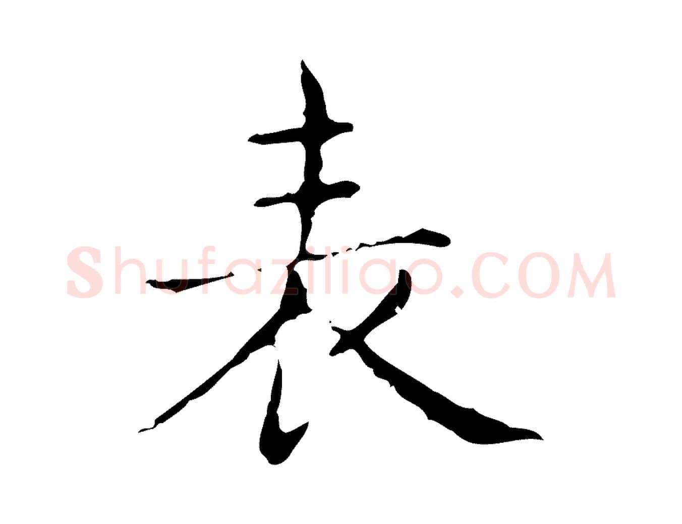 表毛笔行书写法,摘自东晋王羲之孝女曹娥碑