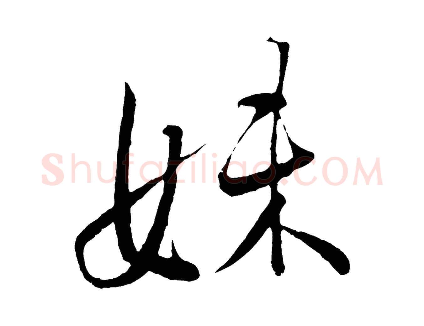 妹毛笔行书写法,摘自东晋王羲之二谢帖