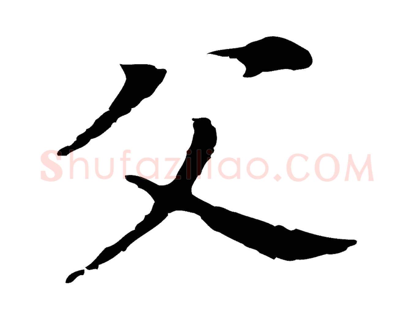 父毛笔行书写法,摘自明代董其昌跋孝经