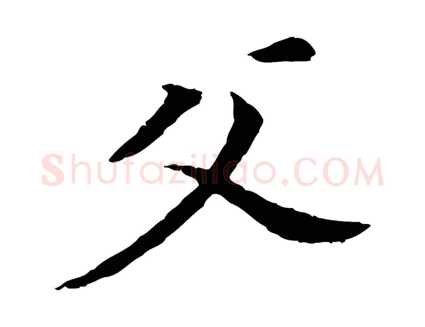 父毛笔行书写法,摘自明代董其昌跋孝经