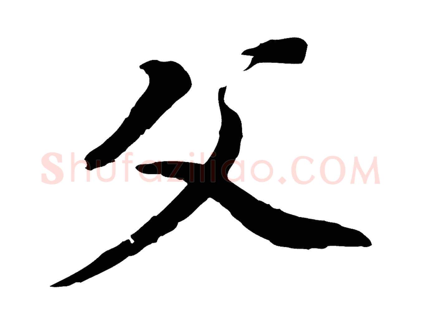 父毛笔行书写法,摘自明代董其昌跋孝经