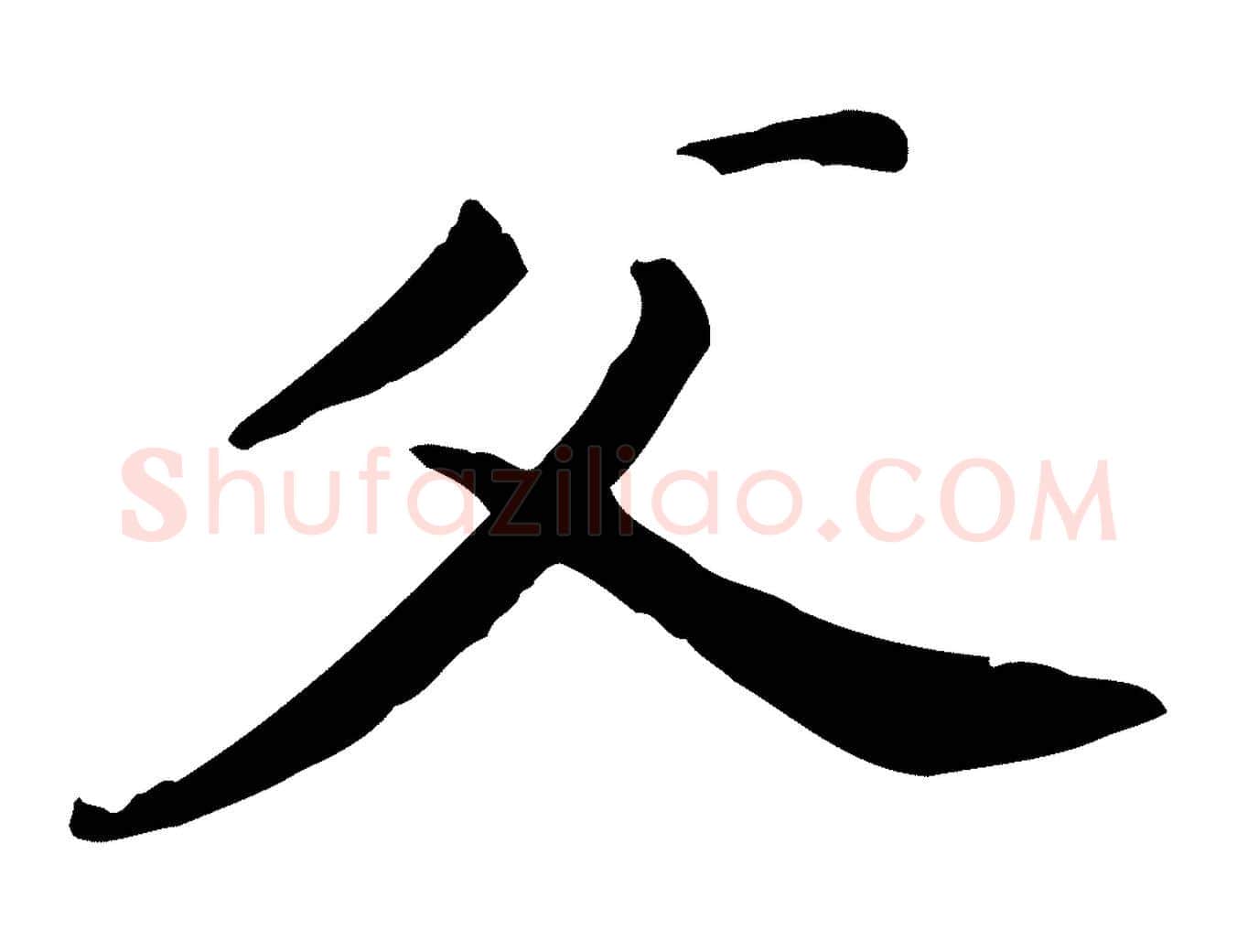 父毛笔行书写法,摘自明代董其昌跋孝经