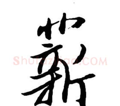 薪字朱耷毛笔行书书法写法,摘自千字文