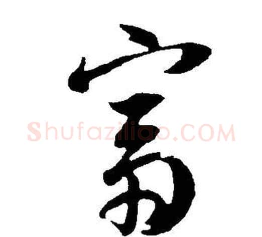 富字董其昌毛笔行书书法写法,摘自邵康节先生自署无名公传