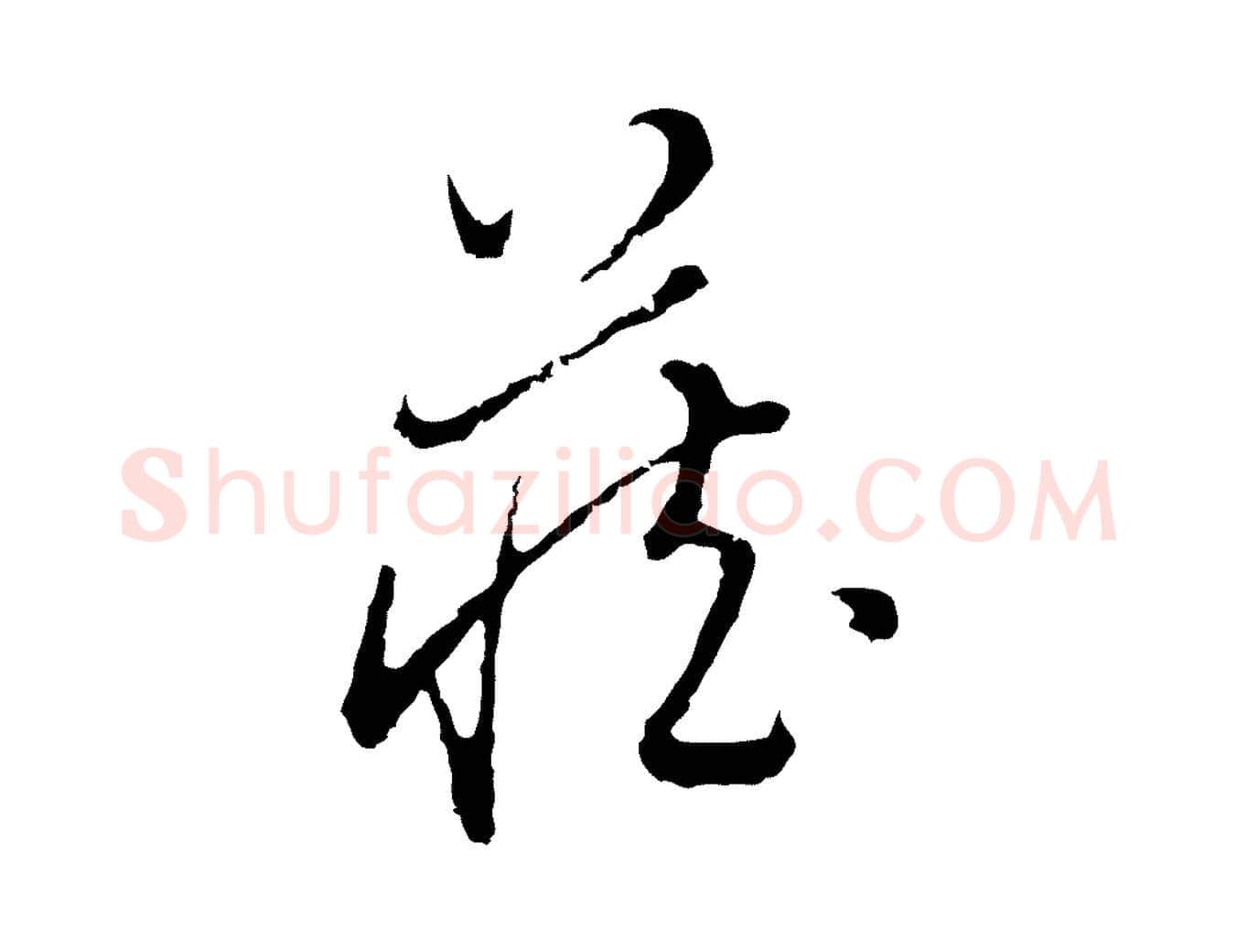 藏毛笔行书写法,摘自明代董其昌跋洛神赋十三行补