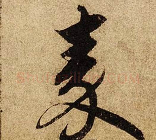 秦字柯九思毛笔行书书法写法,摘自老人星赋