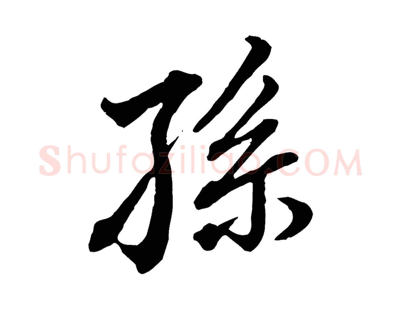 孫毛笔行书写法,摘自明代董其昌跋瞻近帖