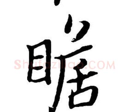 瞻字朱耷毛笔行书书法写法,摘自千字文
