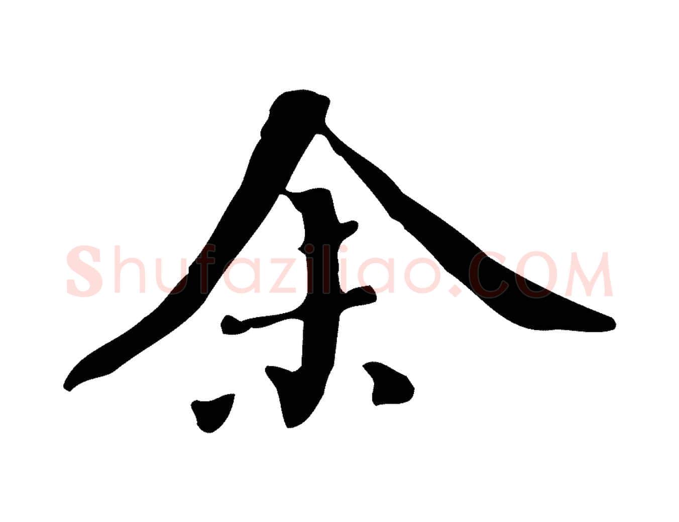 余毛笔行书写法,摘自明代董其昌跋自书告身帖